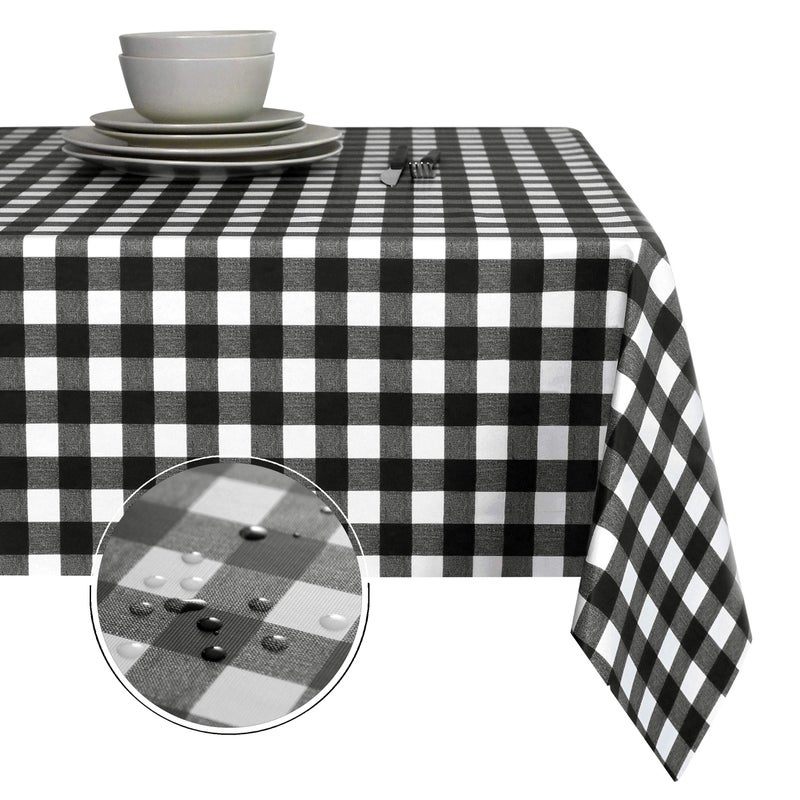 Obstal 100% Waterproof PVC Table Cloth, Oil-Proof Spill-Proof Vinyl Rectangle Tablecloth, Wipeable Table Cover for Outdoor and Indoor Use,Black,54 x 78 Inch - Image 1